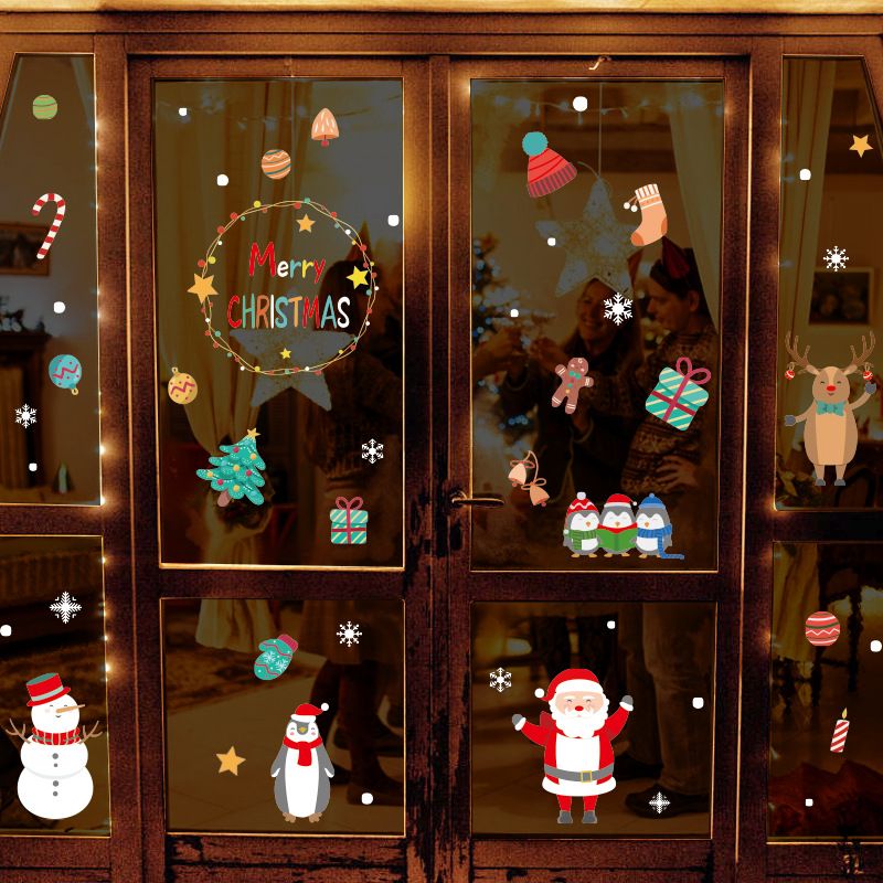 Calcomanías festivas para ventanas y paredes: decoraciones navideñas y de Año Nuevo, pegatinas autoadhesivas de PVC para el hogar, la tienda y la oficina._voghion.com