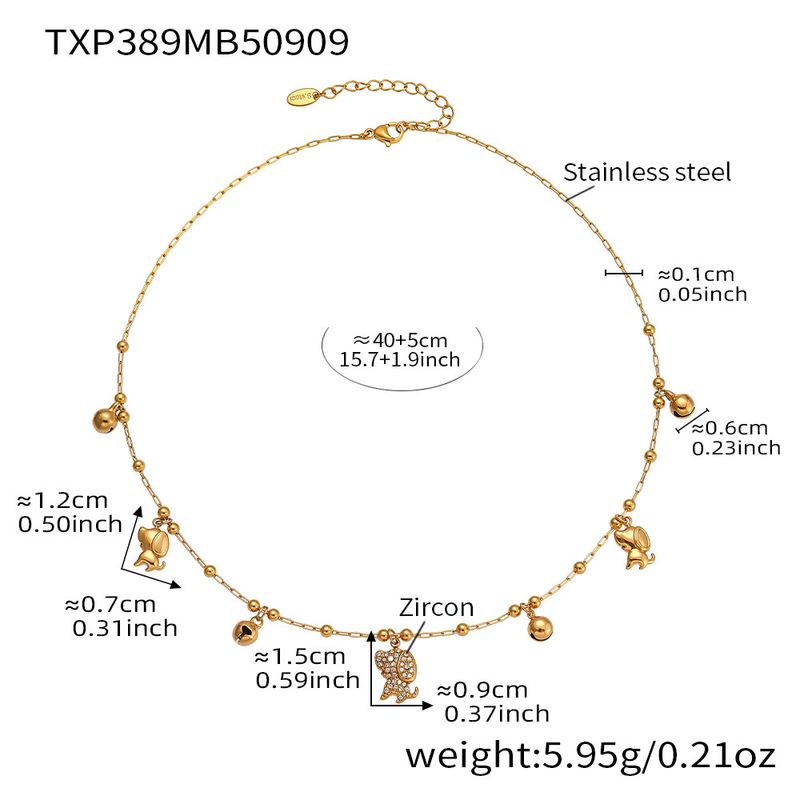 Fangtang 5A Zircon Dog Bell Shaped Multi Accessory Bracelet Necklace Set Stainless Steel Material_voghion.com