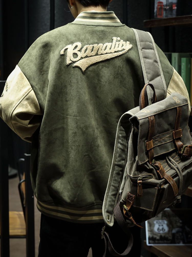 Jachetă bomber verde de primăvară și toamnă, model retro, jachetă bărbătească, elegantă, brodată, uniformă de baseball pentru cupluri_voghion.com