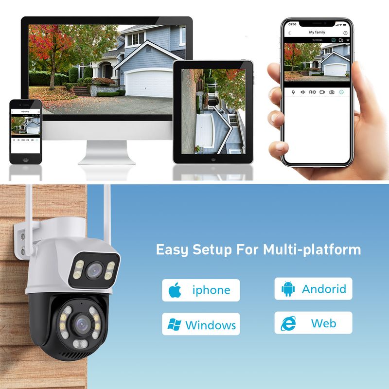 3MP Bullet Dual Lens Wireless Surveillance Camera 360 Degree Outdoor Home HD_voghion.com