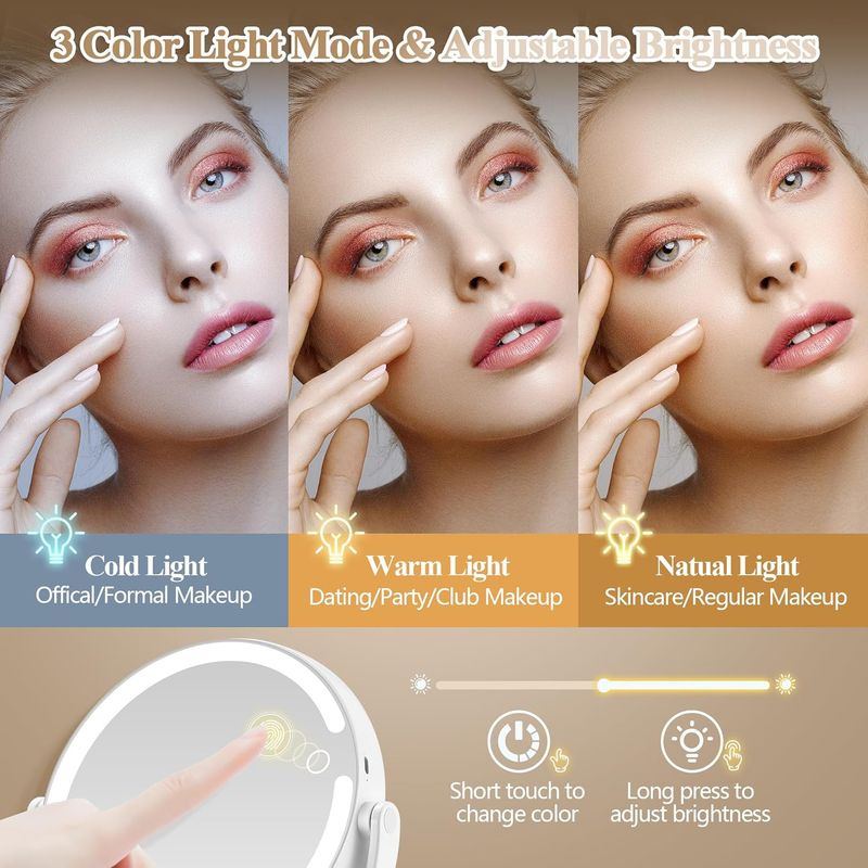 MOMOKUBA Magnifying Mirror With Light 20X, 8' Makeup Mirror With Light On Stand,_voghion.com