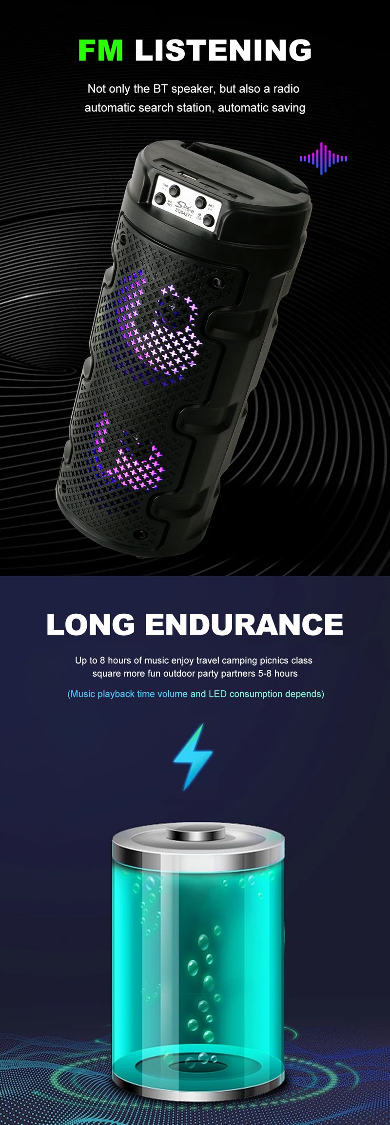 ZQS4271 Zunanji kamping zabavni brezžični Bluetooth zvočnik visoke kakovosti zvoka_voghion.com