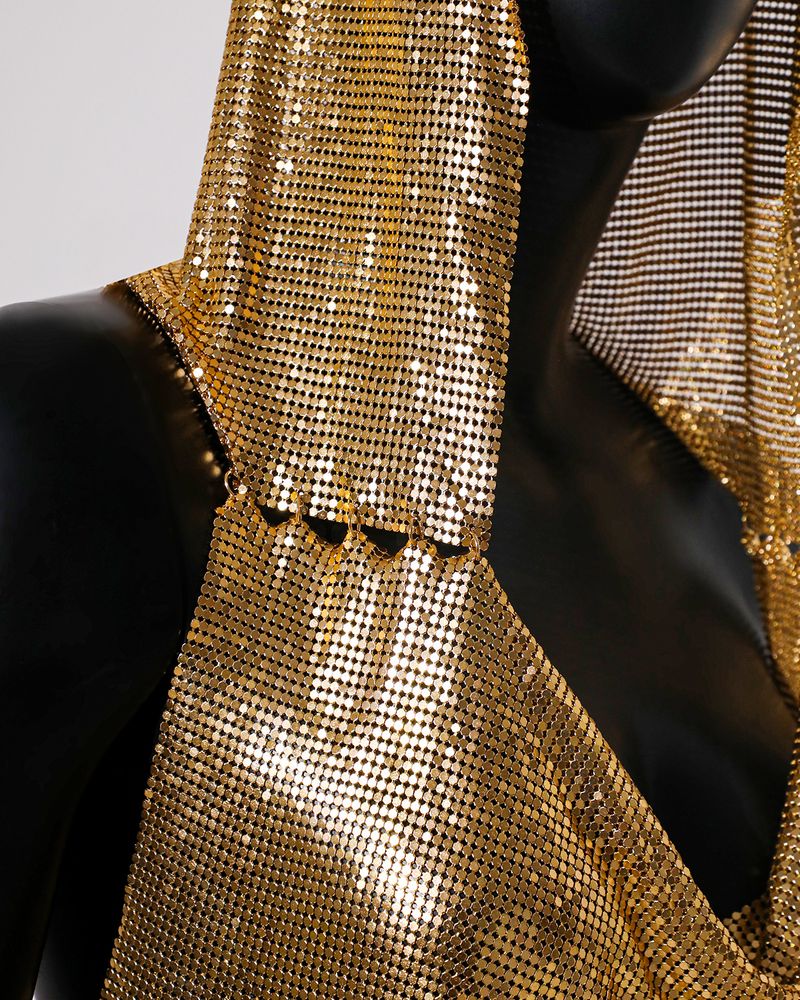 Damen-Kapuzenweste im Metallic-Look – Y2K Streetwear Crop Top für Sommerfestivals & Nachtleben_voghion.com