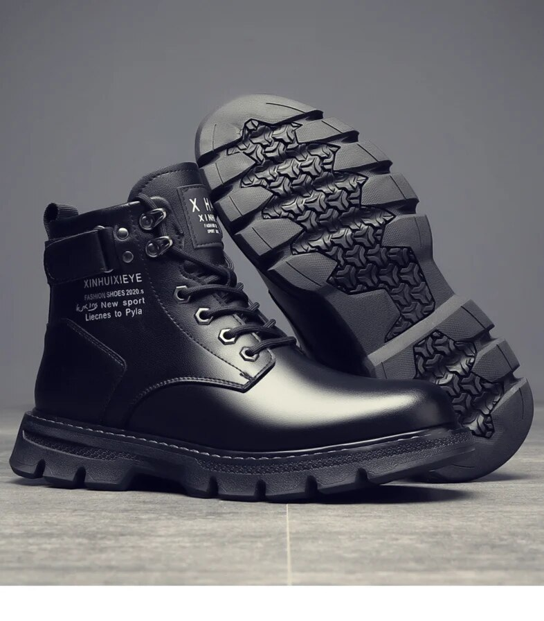 Hommes bottes militaires bottes de neige en cuir synthétique bohème plat bout carré à lacets tous les jours chaussures de plein air bottes_voghion.com