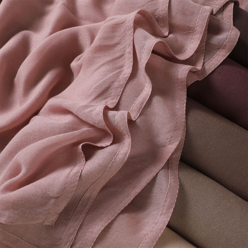 Sciarpa in morbida viscosa tinta unita, alla moda, con bordo largo, sottile, hijab, foulard di alta qualità, da donna, musulmano, in voile_voghion.com
