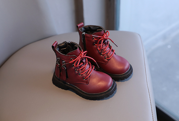Scarpe per bambini Autunno e inverno Stivali Martin in velluto Scarpe piccole e calde in pelle Stivali corti grandi in cotone per ragazze_voghion.com