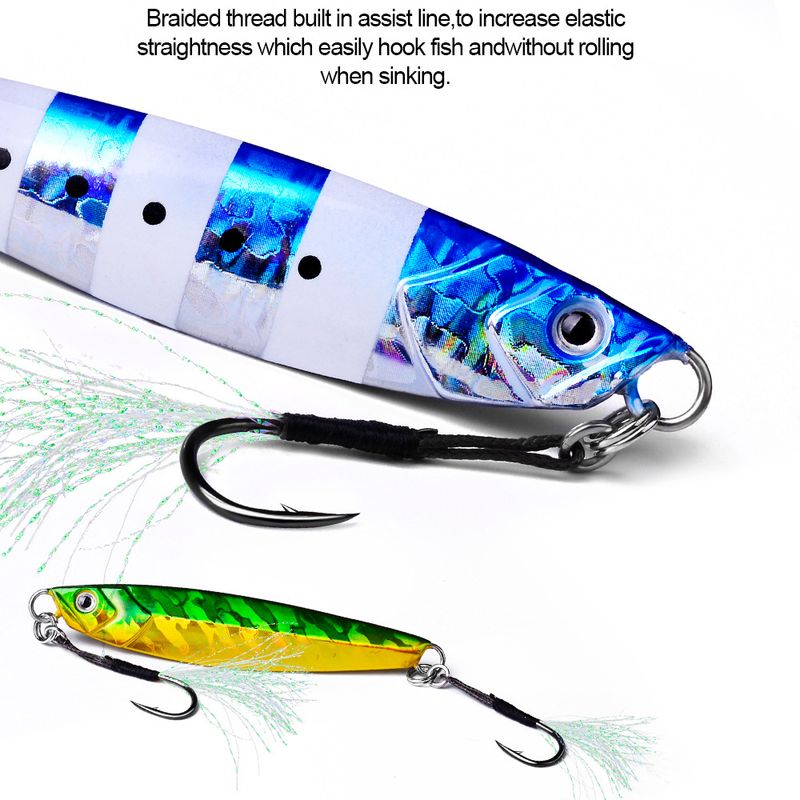 Lure Sea Jig Single Tying Bright Silk Feather Boat Heavy Duty Line Hook Bulk Fishing Gear_voghion.com