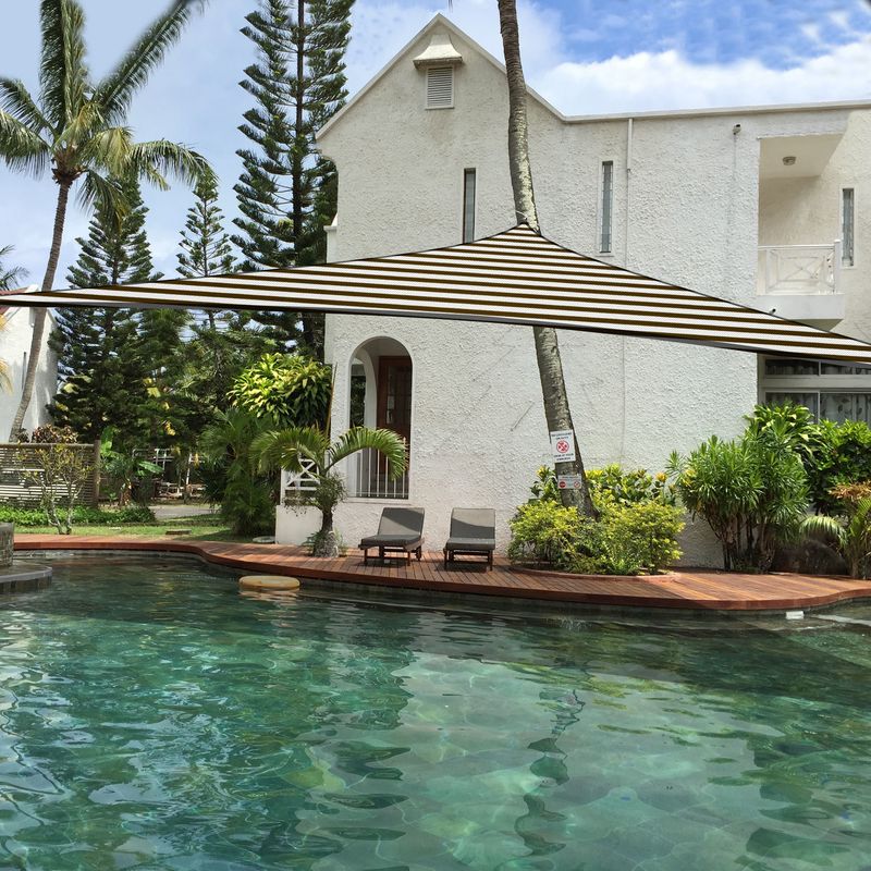 22' x 22' x 22' Triangle Sun Shade Sail/ Coffee+White_voghion.com