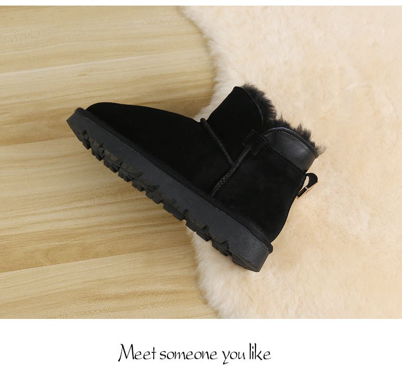 Winter New Genuine Leather Plush and Thick Cotton Shoes with Integrated Leather and Fur Anti Slip Boots_voghion.com