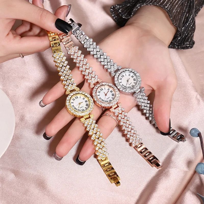Conjunto de relógios com diamantes para presente feminino, conjunto de pulseiras de quartzo_voghion.com
