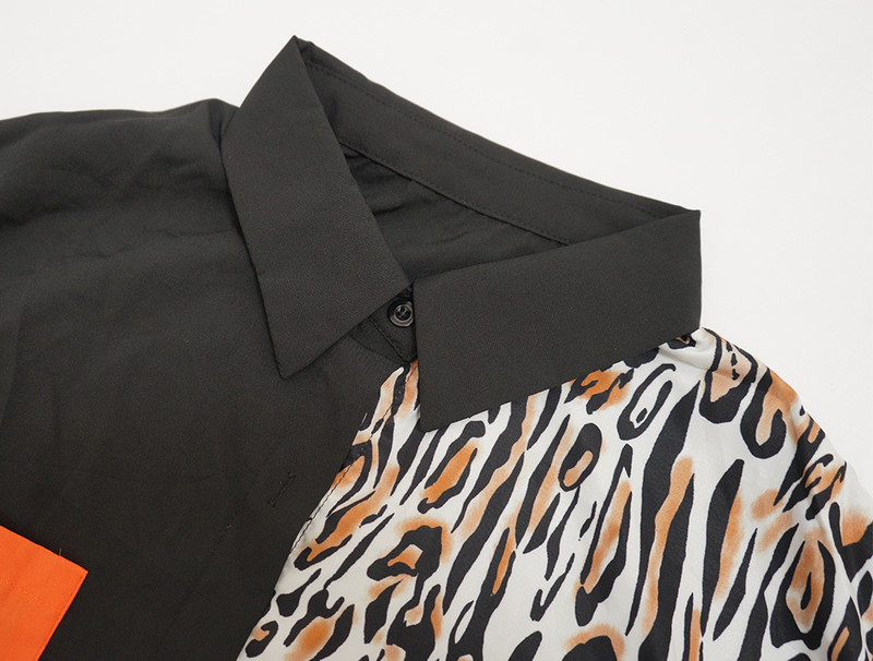 Sexy Damen-Sonderhemden in Übergröße mit Leopardenmuster und Nähten, große Taschen, großes Kleid_voghion.com