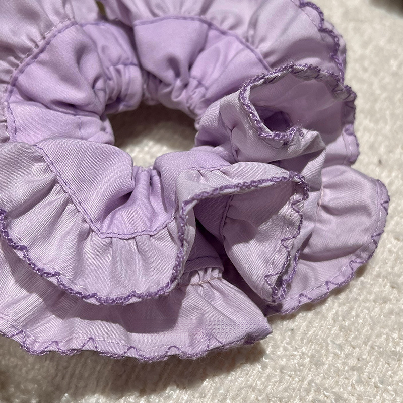 Pacco di capelli viola dolce doppio pizzo per ragazze stile coreano, elastico per capelli con corda_voghion.com