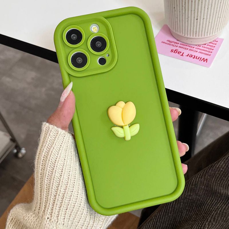 Carcasă telefonică din silicon TPU cu flori de lalele, anti-cădere, pentru iPhone 11, 12, 13 Pro Max, X, XS, XR, moale, pentru iPhone 16, 14, 15, 16, 15, 11 Pro, 11 Pro, 11 Pro Max_voghion.com