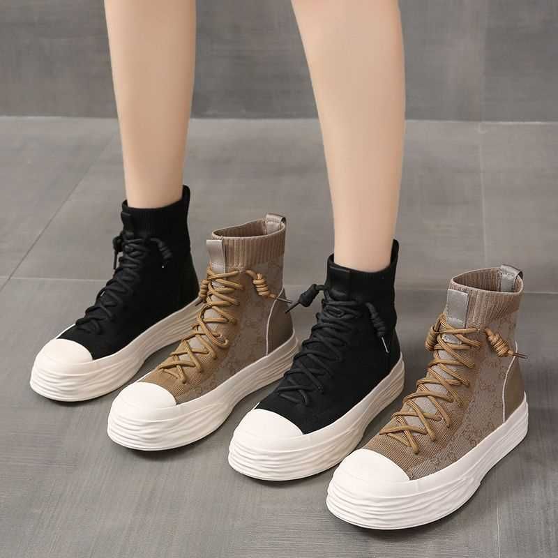 Italienische Ausverkauf Echtleder High Top Sockenschuhe Damenstiefel_voghion.com