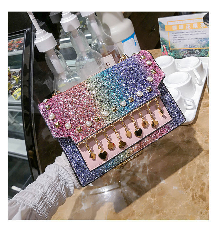 Net red spot women's bag 2023 woven flower new double layer tide single shoulder crossbody bag hundred chain small square bag_voghion.com