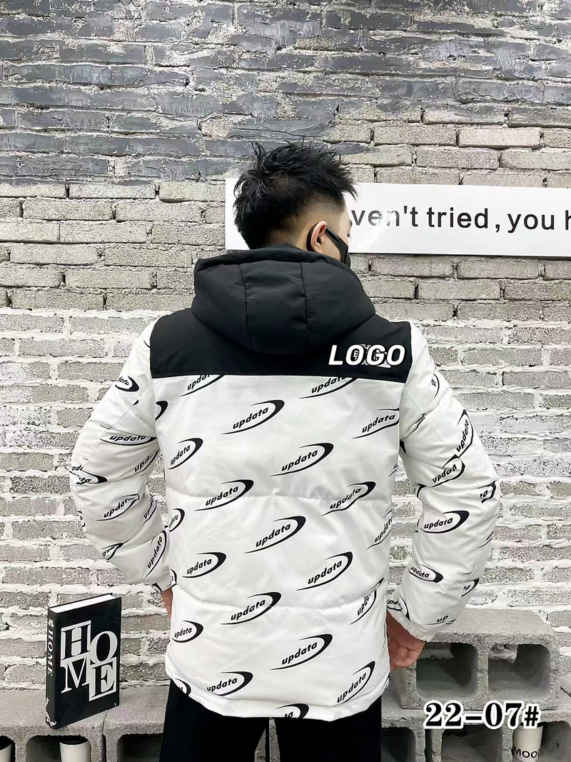 Large designers light luxury men's winter windproof thickened warm brand printing versatile stand-up collar down jacket hooded jacket_voghion.com