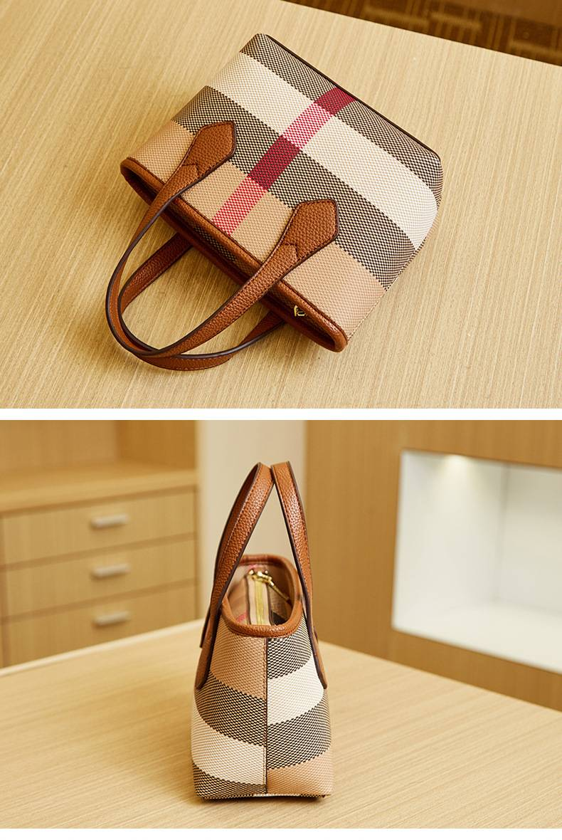 Nuova borsa a secchiello mini cestino Borsa a tracolla di lusso leggera stampata a quadri moda Europa e Stati Uniti_voghion.com