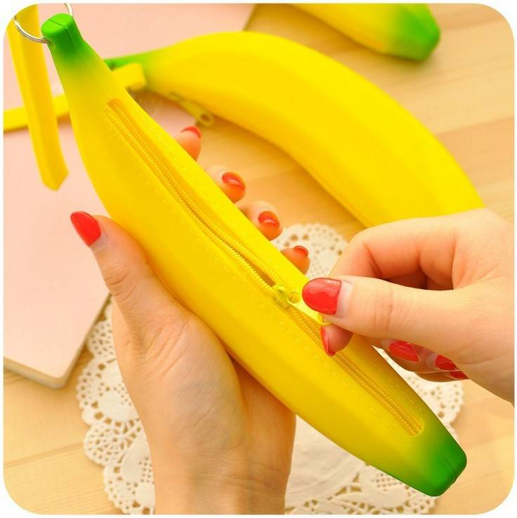 Portamonete in silicone mini carino con cerniera creativa, portafoglio portamonete portatile a banana per studenti in stile coreano_voghion.com