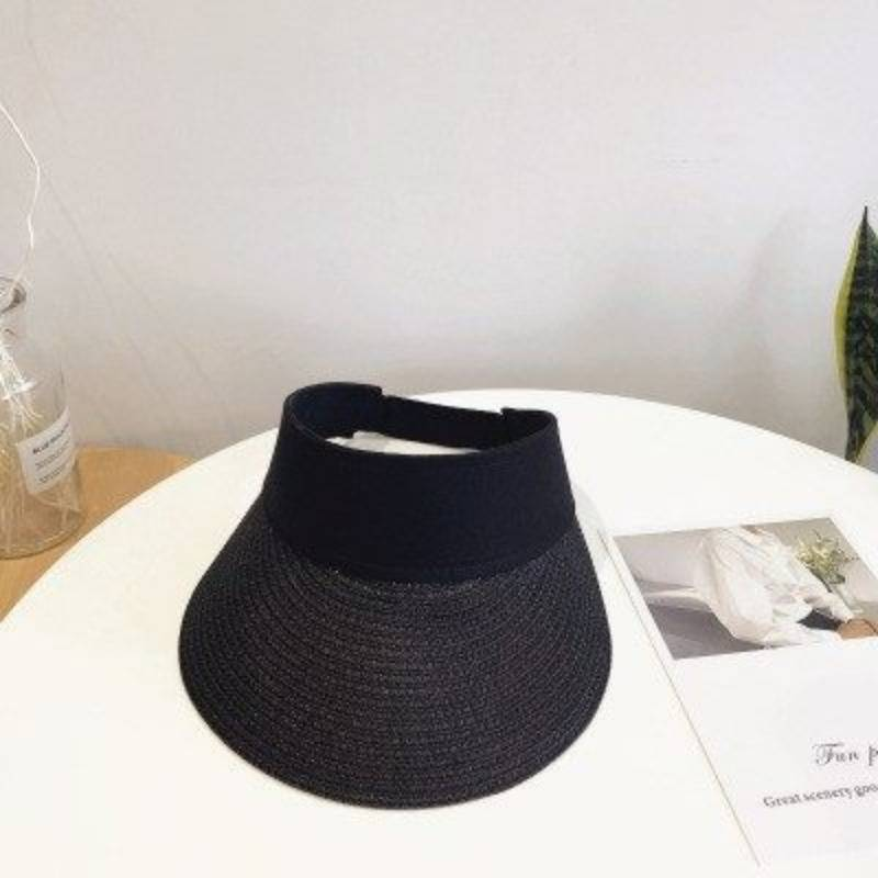 Sombrero de playa plegable y portátil, de ala ancha, enrollable, informal, de paja, para verano, para mujer_voghion.com
