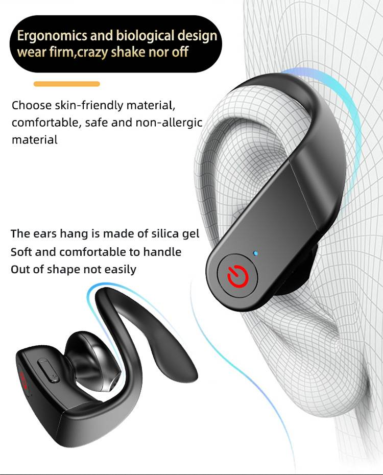 Wireless bluetooth headset tws new earbud type sports running bluetooth headset game music business ear clip type hanging ear type_voghion.com