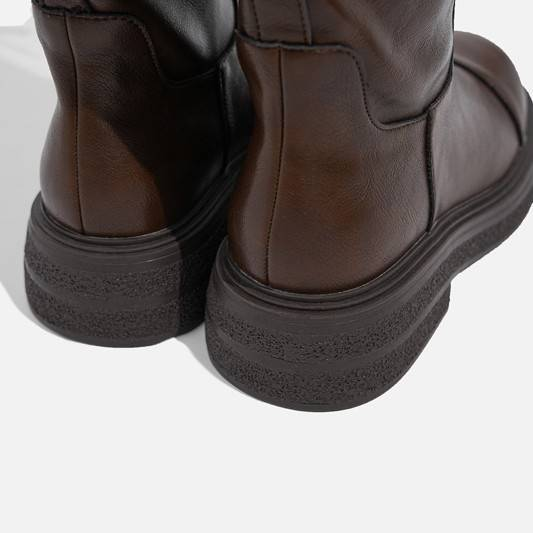 Niche dizájn Hosszú csizma női motoros csizma Női magasított, karcsúsított barna motoros csizma térd alatt_voghion.com