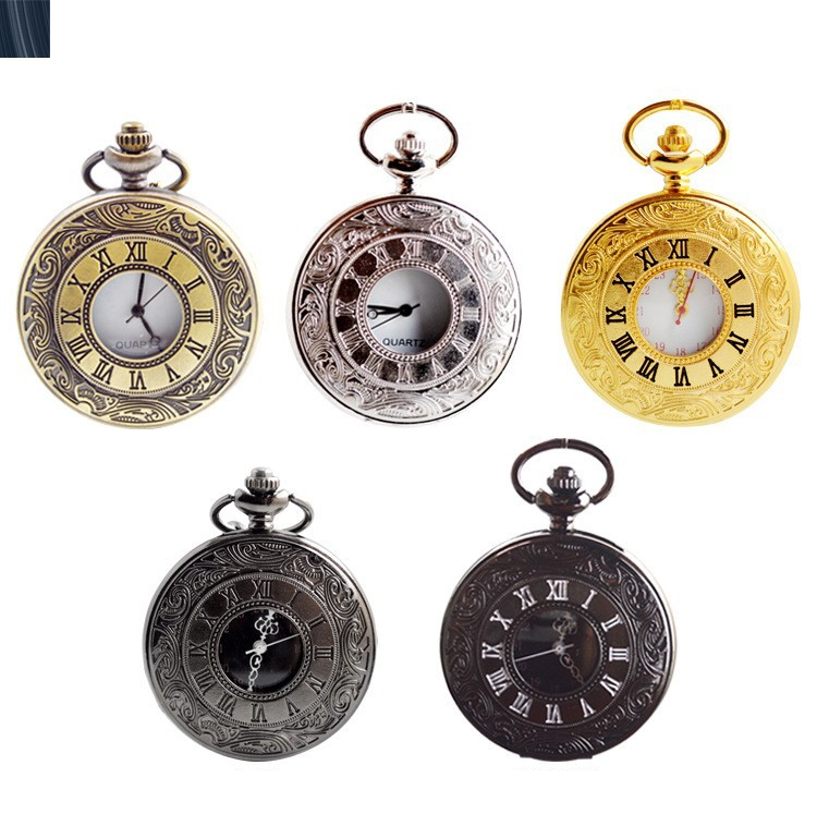 Vintage-Taschenuhr, modische pastorale Retro-Taschenuhr mit römischer Skala, große Doppelanzeige, Clamshell-Quarzuhr_voghion.com