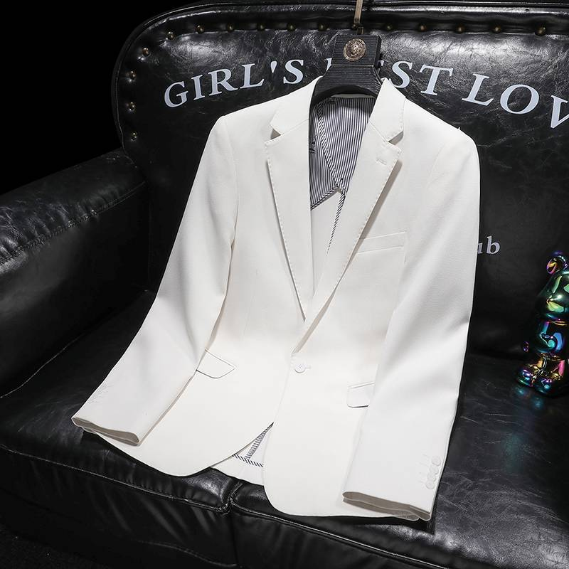 Heren Casual Slim-fit Effen Kleur Brits Zakelijk Gentleman Eenvoudig All-match Pak Bruidegom Beste Man Banketpak_voghion.com