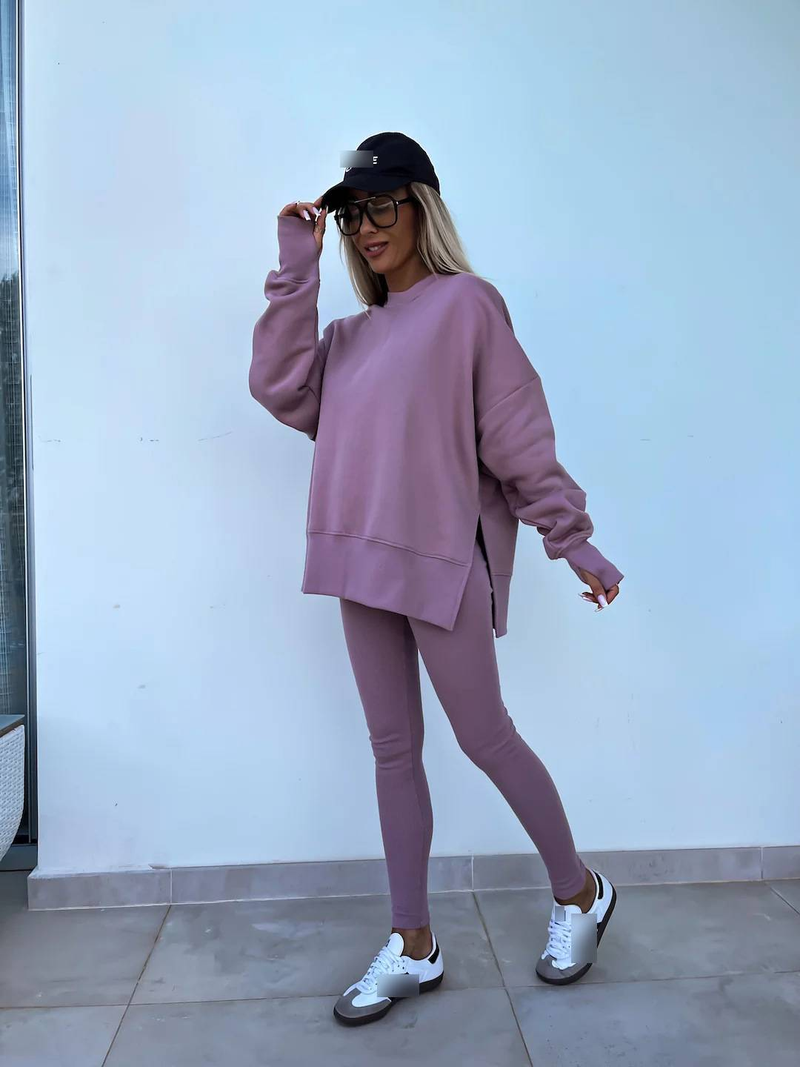 Abbigliamento da donna Autunno e inverno Tinta unita Maglione a maniche lunghe Giacca casual Tuta sportiva_voghion.com