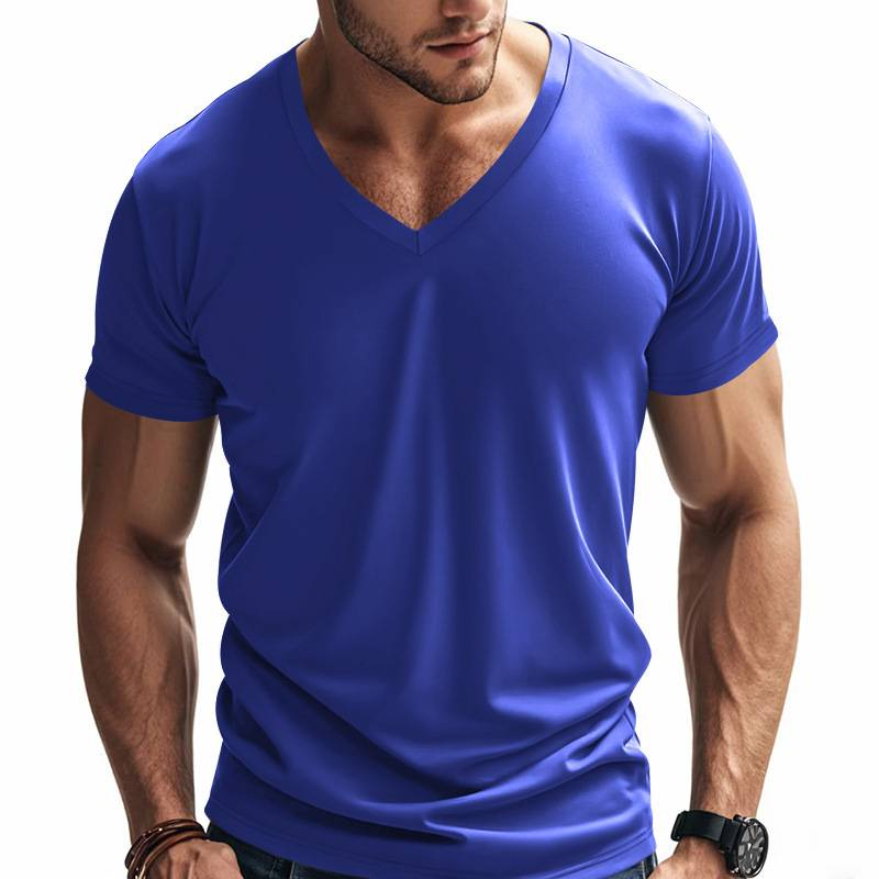 Trendiges, schnelltrocknendes, atmungsaktives, lässiges, sportliches und individuelles T-Shirt mit V-Ausschnitt für Herren im Frühling und Sommer_voghion.com