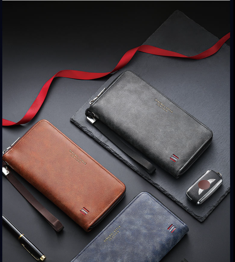 New Men's Wallet Casual Multi Card Slot Long Wallet Mobile Phone Coin Purse Large Capacity Clutch Bag_voghion.com
