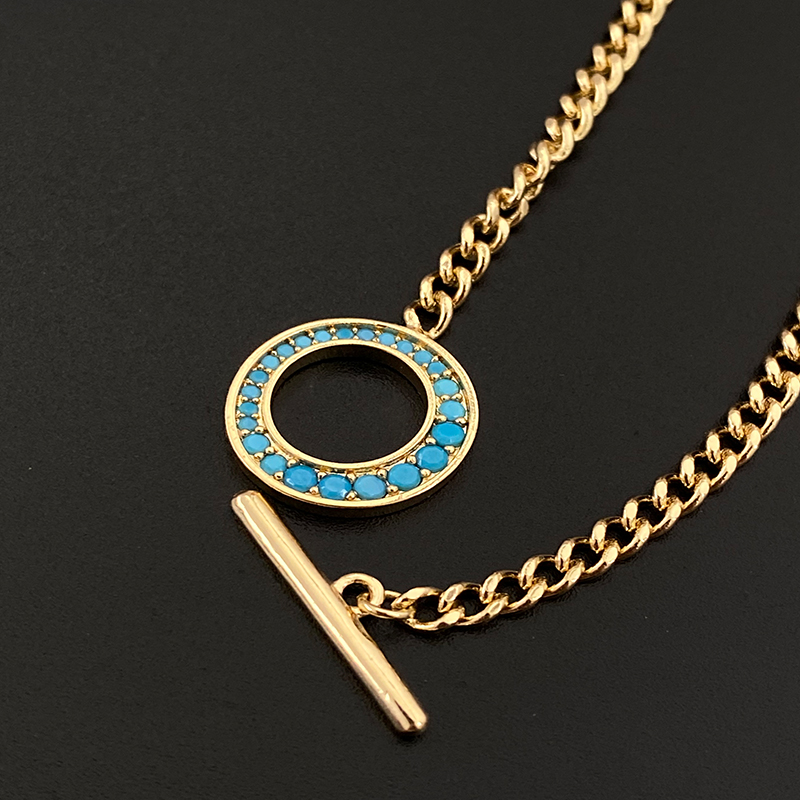 Gorgeous Toggle - Clasp Circular Pendant Necklaces With Sparkling Gemstones, Available In Multiple Color Options For Effortless Elegance_voghion.com