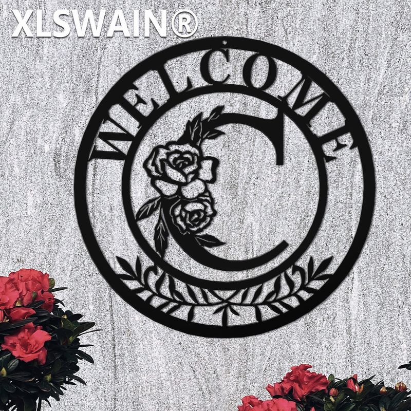 Personalized Metal Name Sign, Welcome Sign Wall Art, Split Letter Emblem Wall Art, Door Welcome Plaque, Suitable For Indoor And Outdoor Decoration_voghion.com