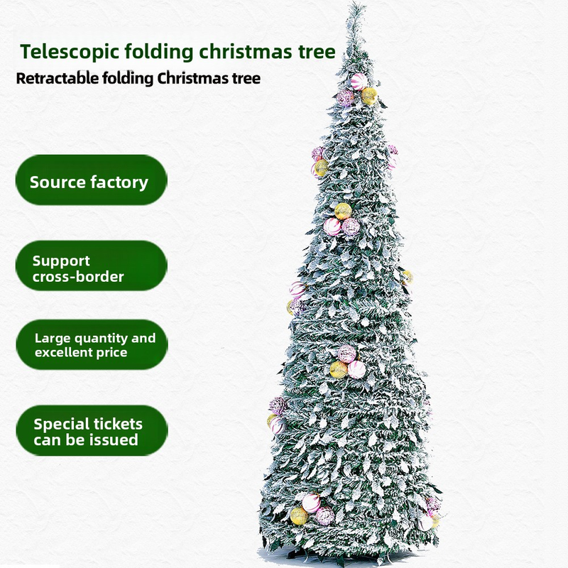 Premium Foldable Spiral Christmas Tree With Lights – 180cm Tall Holiday Decoration For Home, Office & Party_voghion.com