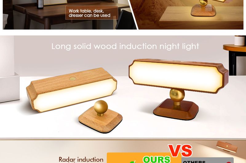 Wooden Motion Sensor Wall Lights - Magnetic Reading Lamps For Hotels/Libraries_voghion.com