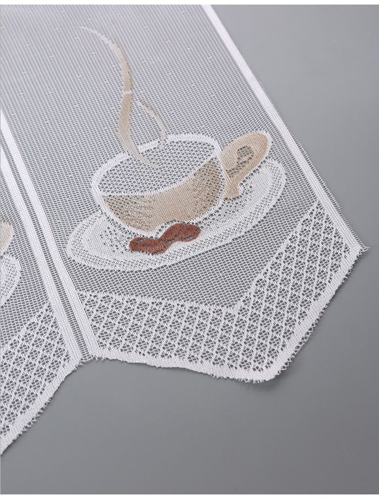 Sheer Lace Curtain For Kitchen, Bathroom & Balcony, 3 Sizes (150×45/180×45/225×45cm), White Polyester Voile Partition Drape With Scalloped Edge_voghion.com