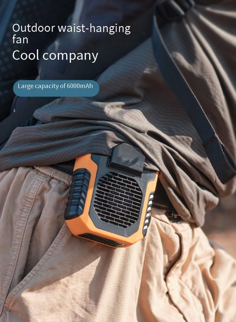 New wind waist outdoor usb large capacity portable charging leafless small hanging neck fan_voghion.com