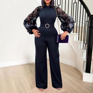 D316 European and American Women's 2022 Autumn and Winter Loose Large Size Casual Printed Long-sleeved Shirt Wide-leg Pants Cross-border Two-piece Set_voghion.com