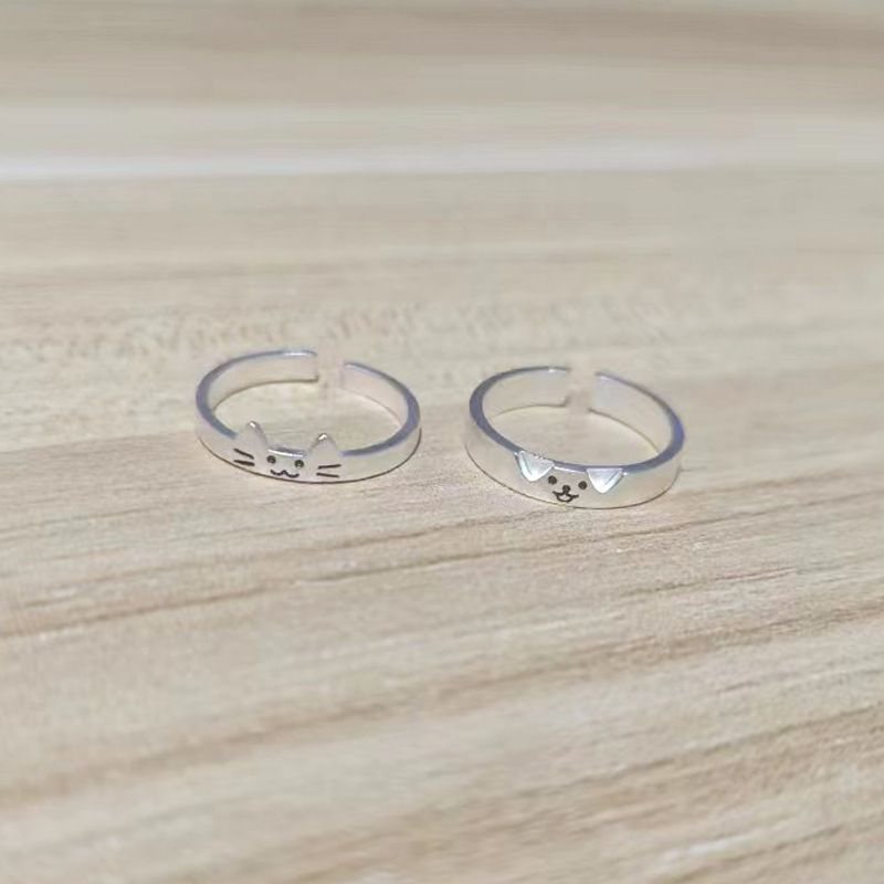Moda Moda Regolabile Gatto Cane Coppia Donne Semplice Design Sovrapposizione Indossare Carino Regali Anelli per Fidanzata Gioielli da Sposa_voghion.com