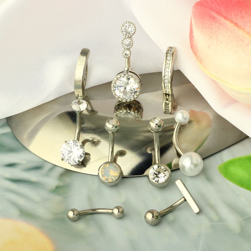 Set di 9 piercing per ombelico in acciaio inossidabile, stile classico, all'ingrosso_voghion.com