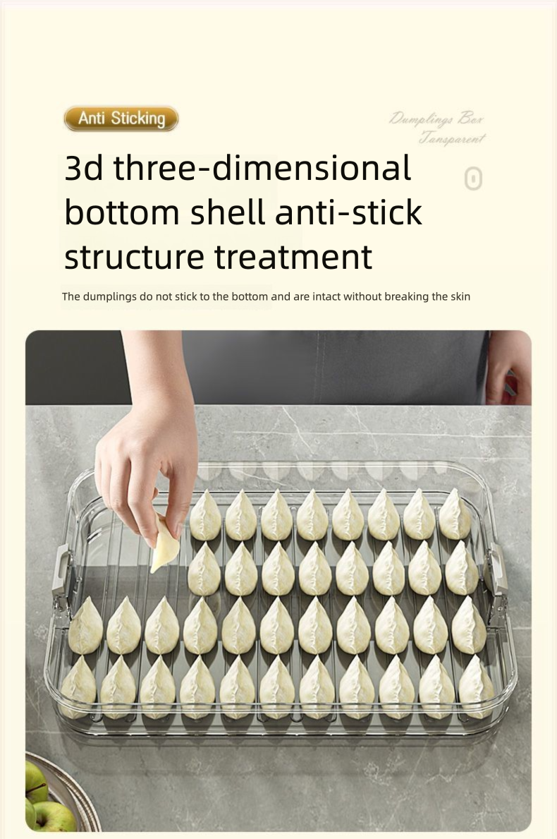 Dumpling Storage Freezer Kitchen Food Grade Timer Quick-Frozen Dumplings Wonton Refrigerator Sealed Fresh-Keeping Box_voghion.com