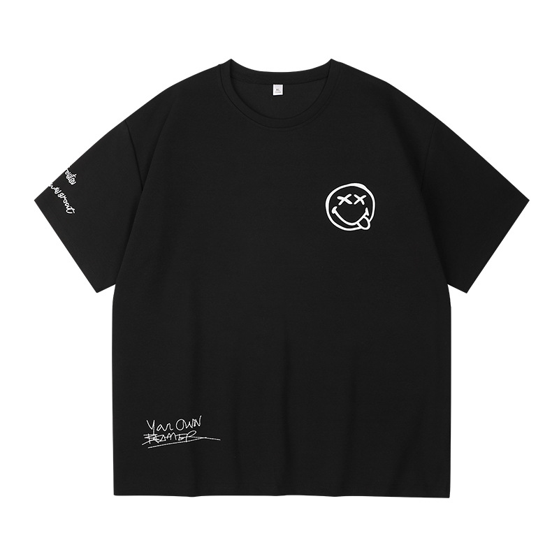 American Versatile Herren Kurzes Instagram Trendy Loose Oversized Top Sommer Paar Halbarm T-Shirt_voghion.com