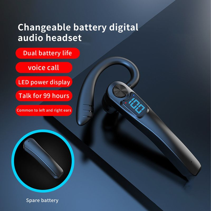 130mAh Noise Canceling LED Music Stereo Digital Wireless Display 1Pc Play V5.2 Bluetooth-compatible Earphone with Mic_voghion.com