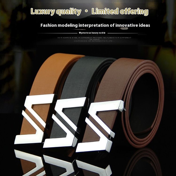 Network Men's Board Classic Letter Smooth Buckle Pant Belt Dandali Brand_voghion.com