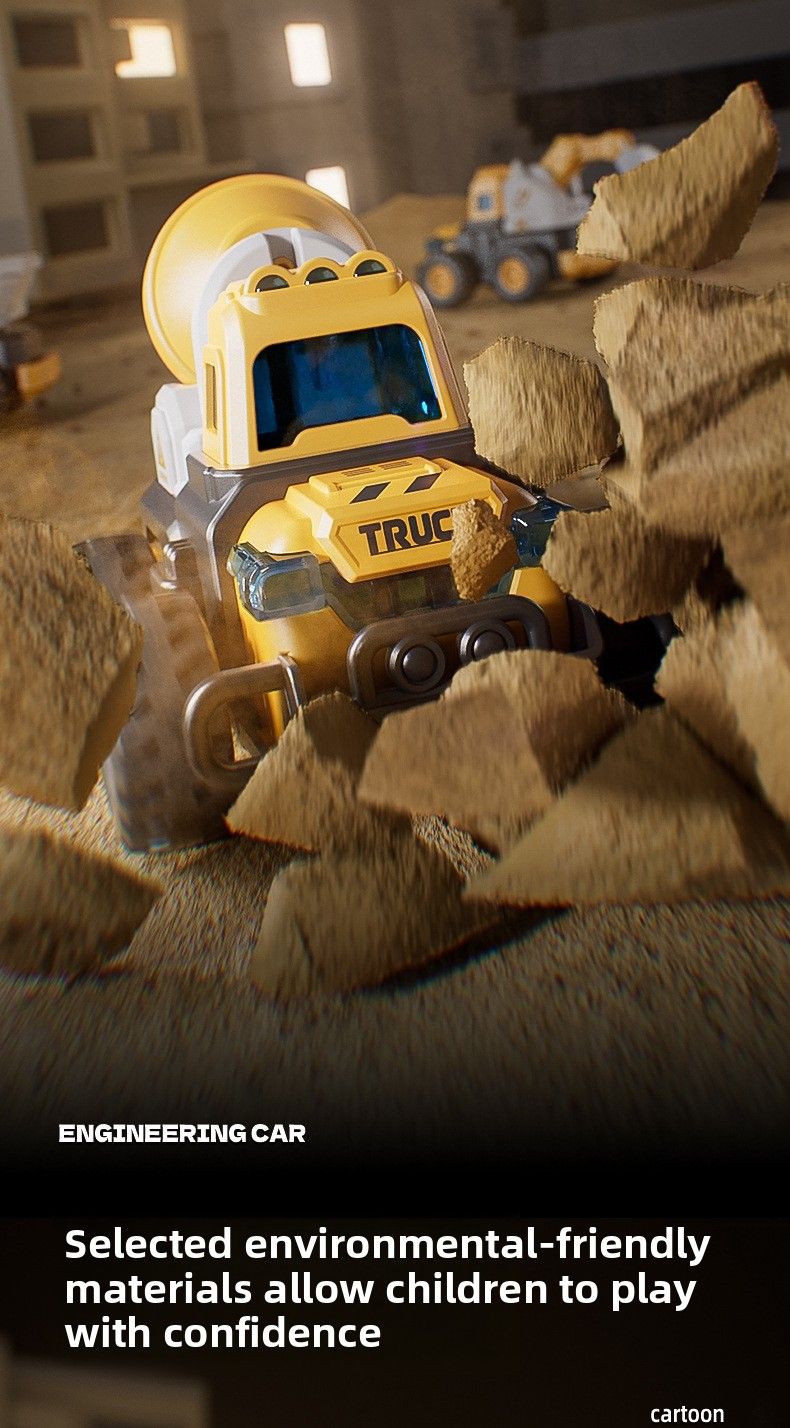 2025 Children's Excavator Toy Car For Boys Aged 1 To 3, Engineering Vehicle, Excavator, Crane, Dump Mixer Truck,_voghion.com