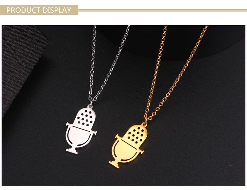 Skyrim pendant male and female music notes, stainless steel, gold, microphone, accordion, necklace, jewelry, gifts_voghion.com