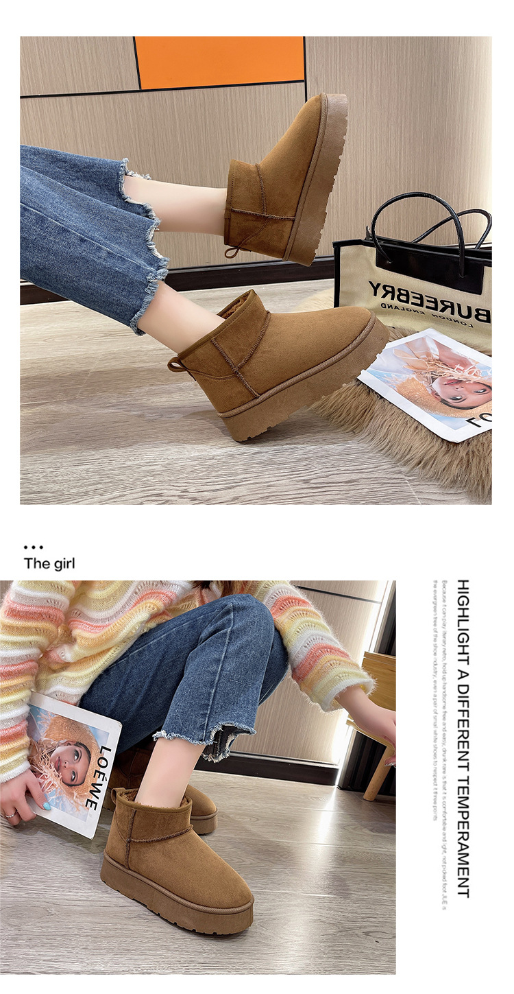 Pioggia con la stessa moda Stivali da neve rialzati con suola spessa Donna Plus Velluto addensato a prova di freddo Scarpe invernali da donna Scarpe di cotone Scarpe calde_voghion.com