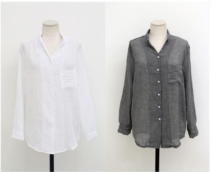 Abbigliamento da donna Camicie casual Maniche lunghe Camicie larghe e sottili da donna Camicia casual in lino Manica lunga Vestibilità ampia Leggera Protezione solare Top_voghion.com