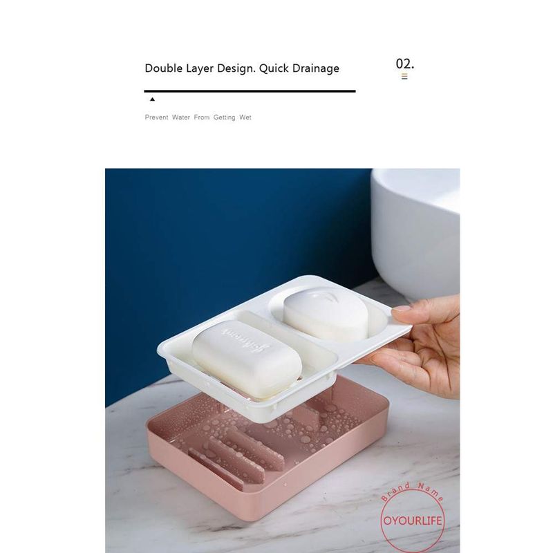 Conjunto de 3 peças para banheiro com 2 compartimentos para saboneteira e porta-esponja, ideal para famílias._voghion.com