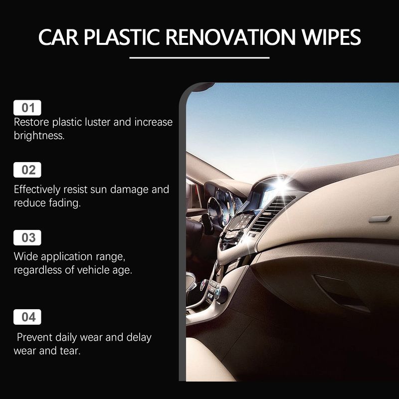 Homonth Car Plastic Renovation Wipes, Decontamination Refurbishment Clean Car Upholstery Portable Maintenance Wipes_voghion.com