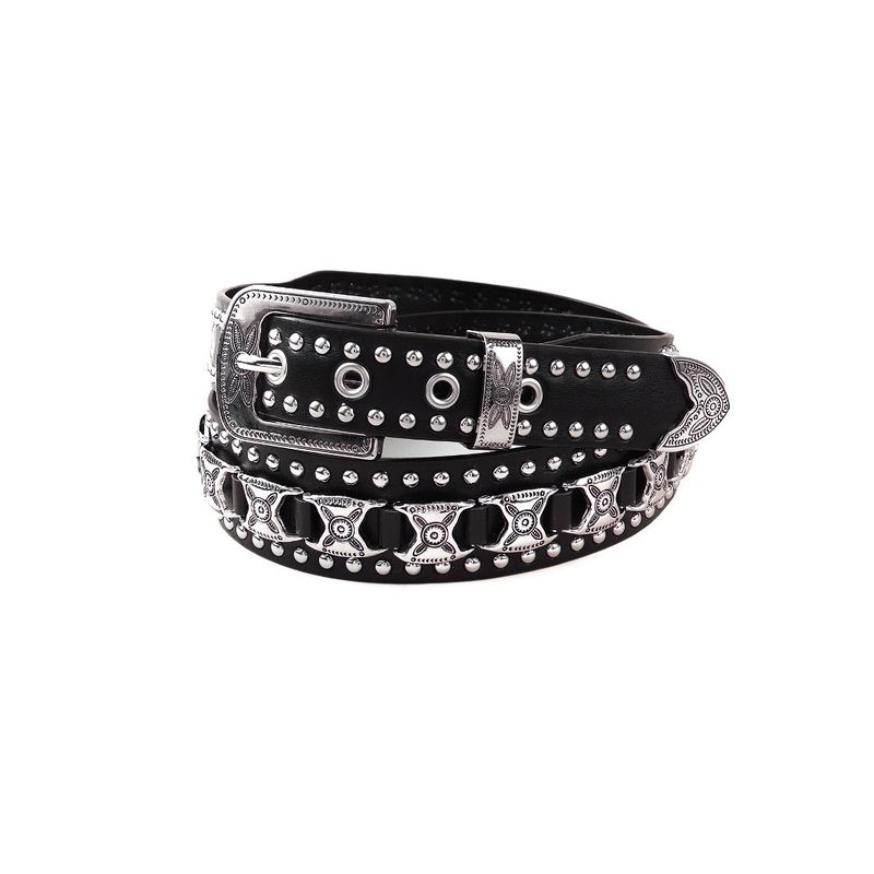 New Personality Commuting Claw Bead Rhinestone Black Women's Punk Style Alloy Belt_voghion.com